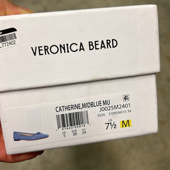 NEW $350 Veronica Beard Women's denim Blue Ballet Flats shoes size 7.5 - Picture 4 of 6